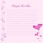 Pink Writing Paper Decorated with Hearts and Sample Text